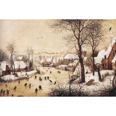 Winter Landscape with Skaters and Bird Trap Painting Reproduction
