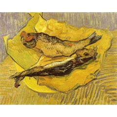 Still Life: Bloaters on a Piece of Yellow Paper Painting Reproduction