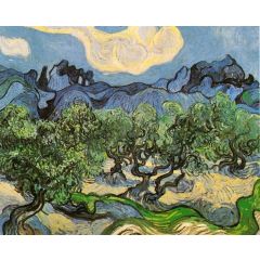 Olive Trees with the Alpilles in the Background Painting Reproduction