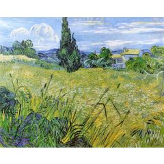 Green Wheat Field with Cypress Painting Reproduction