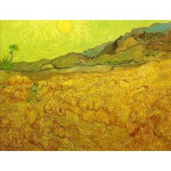 Wheat Fields with Reaper at Sunrise Painting Reproduction