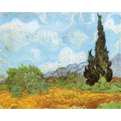 Wheat Field with Cypresses at the Haude Galline near Eygalieres Painting Reproduction