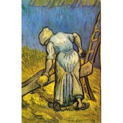Peasant Woman Cutting Straw, after Millet Painting Reproduction