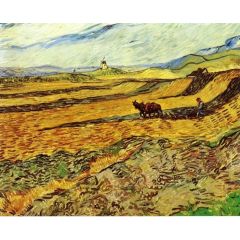 Field and Ploughman and Mill Painting Reproduction