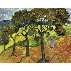 Landscape with Trees and Figures Painting Reproduction