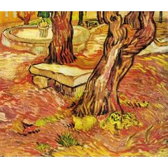The Stone Bench in the Garden at Saint-Paul Hospital Painting Reproduction