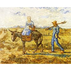 Morning: Peasant Couple Going to Work, after Millet Painting Reproduction