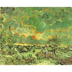 Cottages and Cypresses: Reminiscence of the North Painting Reproduction