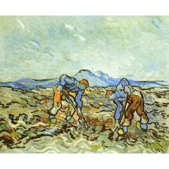 Peasants Digging up Potatoes Painting Reproduction