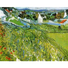 Vineyards with a View of Auvers Painting Reproduction