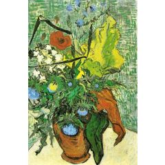 Wild Flowers and Thistles in a Vase Painting Reproduction