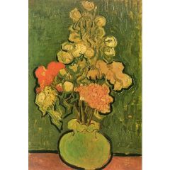 Vase with Rose-Mallows Painting Reproduction