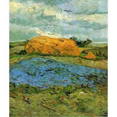 Haystacks under a Rainy Sky Painting Reproduction