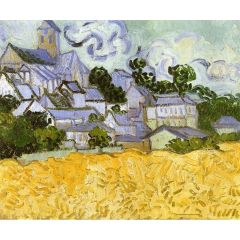 View of Auvers with Church Painting Reproduction