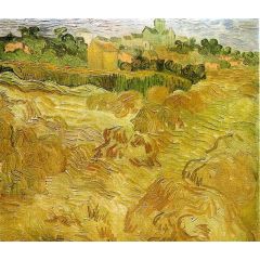 Wheat Fields with Auvers in the Background Painting Reproduction