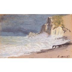 étretat, Amont Cliff, Rough Weather Painting Reproduction