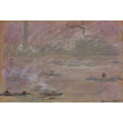 London, Boats on the Thames Painting Reproduction