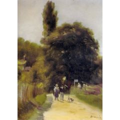 Two Figures in a Landscape Painting Reproduction