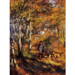 The Painter Jules Le Coeur Walking His Dogs in the Forest of Fontainebleau Painting Reproduction