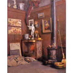 Interior of a Studio with Stove Painting Reproduction