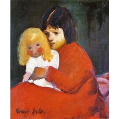 Girl with Doll Painting Reproduction
