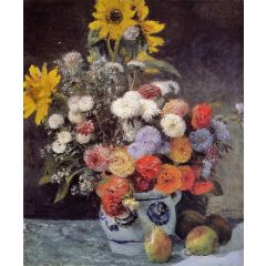Mixed Flowers in an Earthenware Pot Painting Reproduction