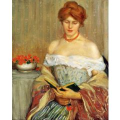 Nasturtiums, also known as Girl with Book Painting Reproduction