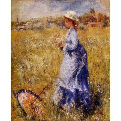 Girl Gathering Flowers Painting Reproduction