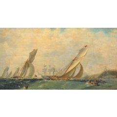 Frigate on a sea Painting Reproduction