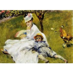 Camille Monet and Her Son Jean in the Garden at Argenteuil Painting Reproduction