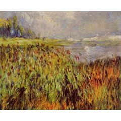 Bulrushes on the Banks of the Seine Painting Reproduction