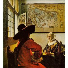Soldier and a Laughing Girl Painting Reproduction