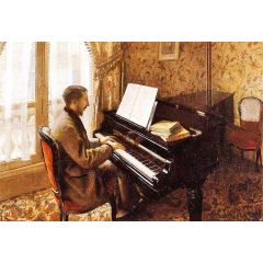 Young Man Playing the Piano Painting Reproduction