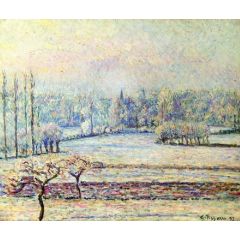 View of Bazincourt, Frost, Morning Painting Reproduction