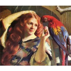 Reddy and the Macaw Painting Reproduction