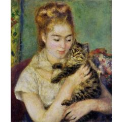 Woman with a Cat Painting Reproduction