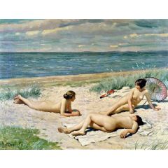 Bathers on a beach Painting Reproduction