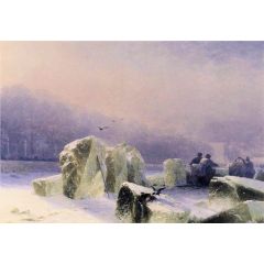 Ice-Breakers on the Frozen Neva in St. Petersburg Painting Reproduction