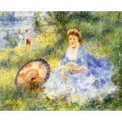 Young Woman with a Japanese Umbrella Painting Reproduction