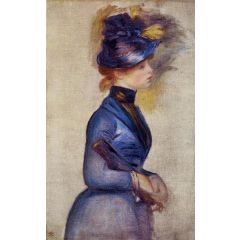 Young Woman in Bright Blue at the Conservatory Painting Reproduction