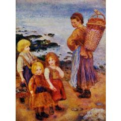 Mussel Fishers at Berneval Painting Reproduction