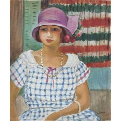 Nono in a pink hat Painting Reproduction