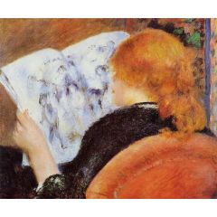 Young Woman Reading an Illustrated Journal Painting Reproduction
