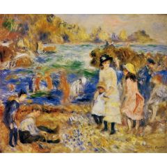 Children by the Sea in Guernsey Painting Reproduction