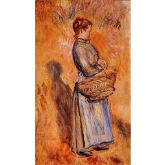 Peasant Woman Standing in a Landscape Painting Reproduction