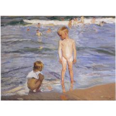 Children bathing in the afternoon sun Painting Reproduction