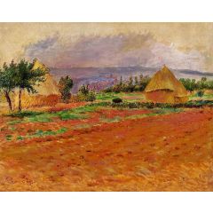 Field and Haystacks Painting Reproduction