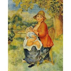 Motherhood, also known as Woman Breast Feeding Her Child Painting Reproduction