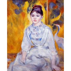 Young Woman with Crane Painting Reproduction