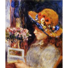 Young Girl Reading Painting Reproduction